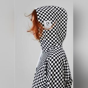 Men's Gap x Ovadia & Sons black and white checkerboard print hoodie - size L